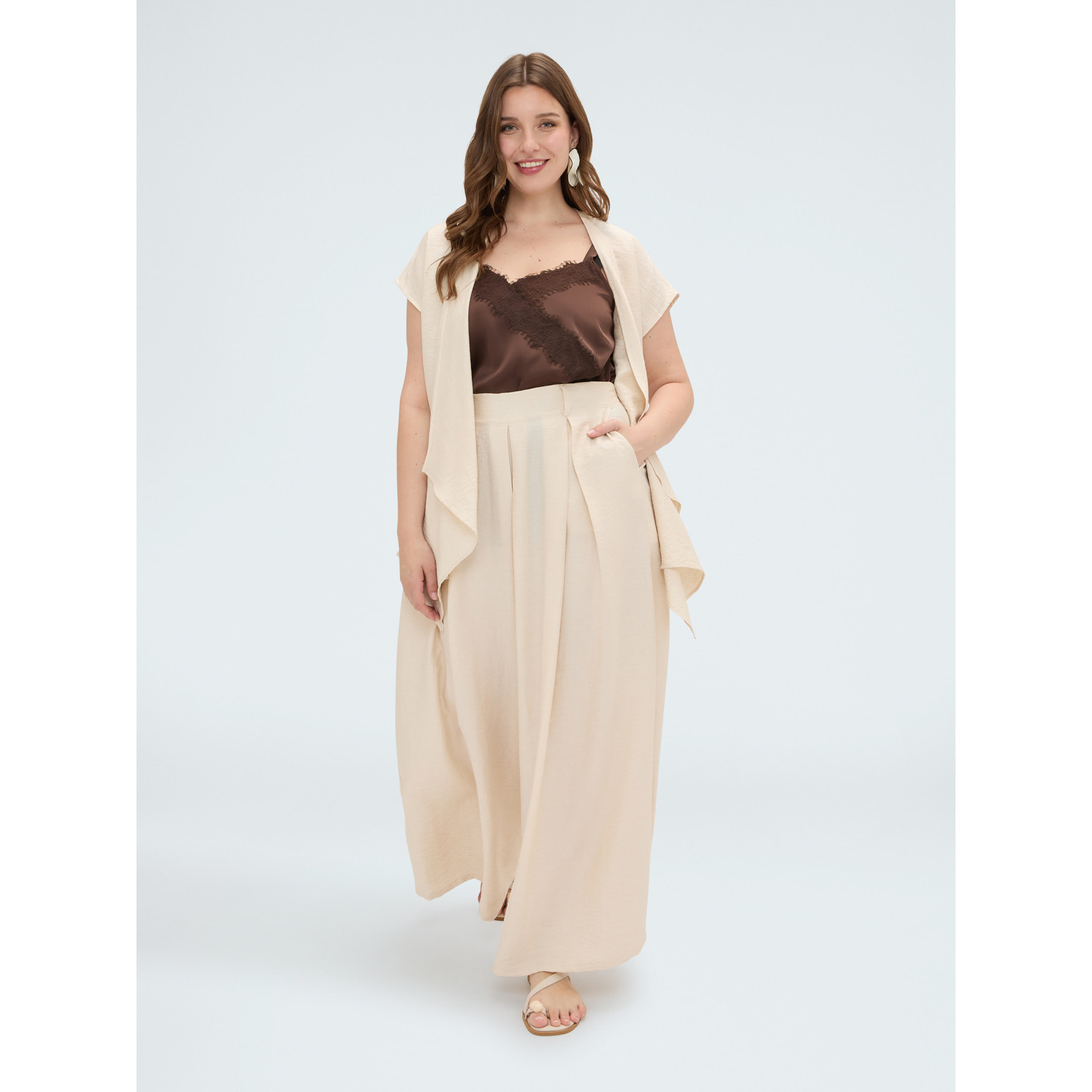 Fiorella Rubino - Pantaloni palazzo con pince - Beige