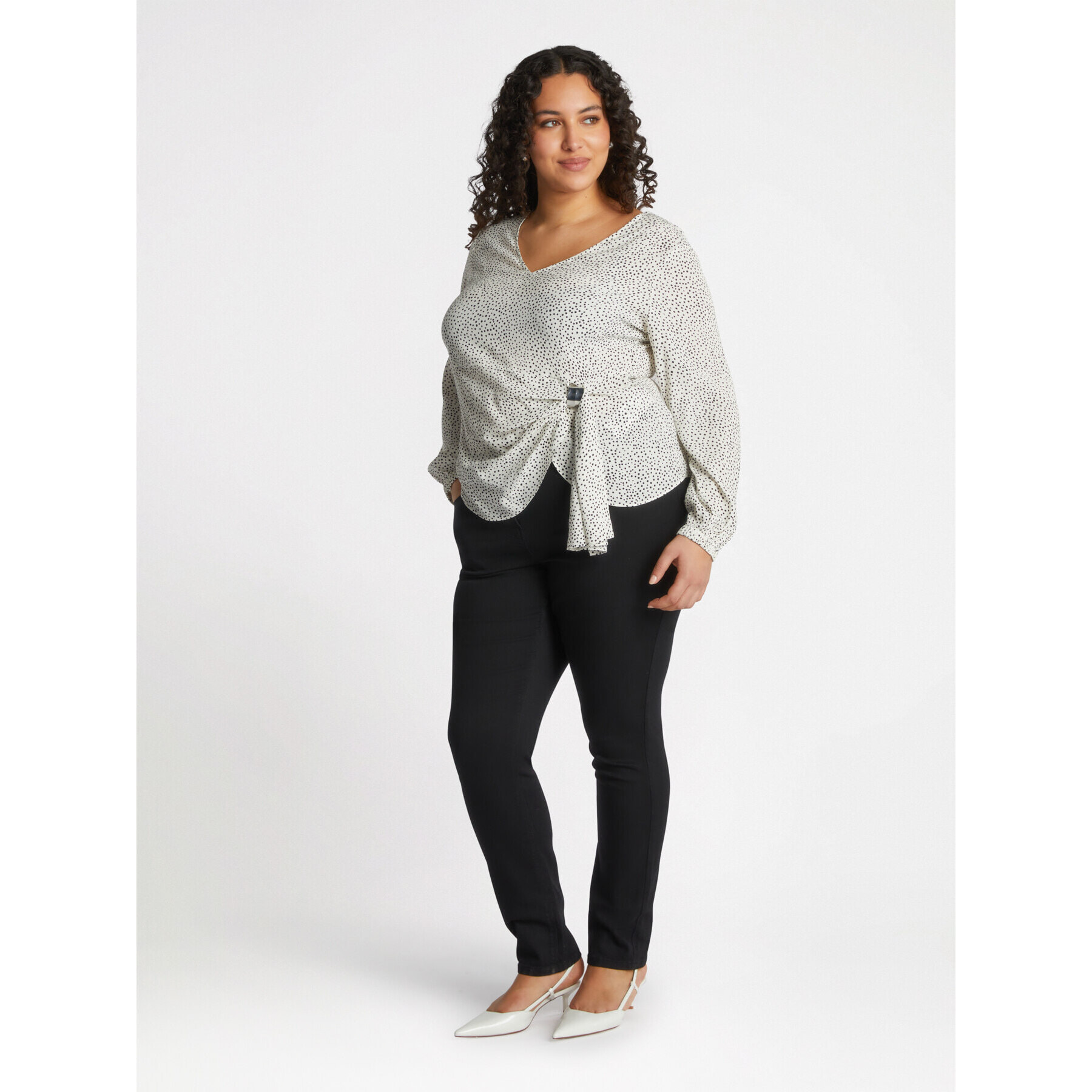 Fiorella Rubino - Blusa stampata con pieghe sul fianco - Bianco