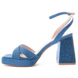 Sandalias De Tacón - Azul - Altura: 10 cm