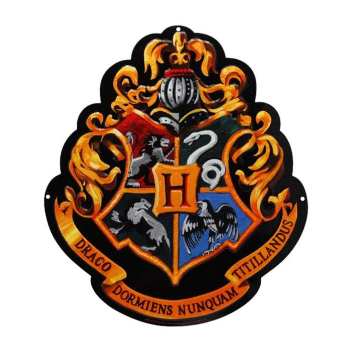 Harry Potter - Piastra in Metallo "Hogwarts" Con Gancio 28 x 32 cm