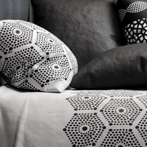 Parure housse de couette imprimé 100% coton - pavage - noir