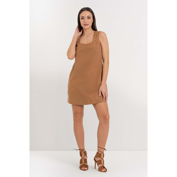 Kocca - Abito smanicato in cotone e lino con ricamo floreale Donna