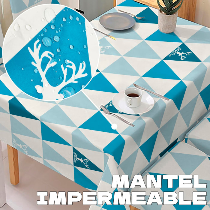 DAM Mantel impermeable de 140x220cm y 6 fundas de silla. 220x140x1 Cm. Color: Azul