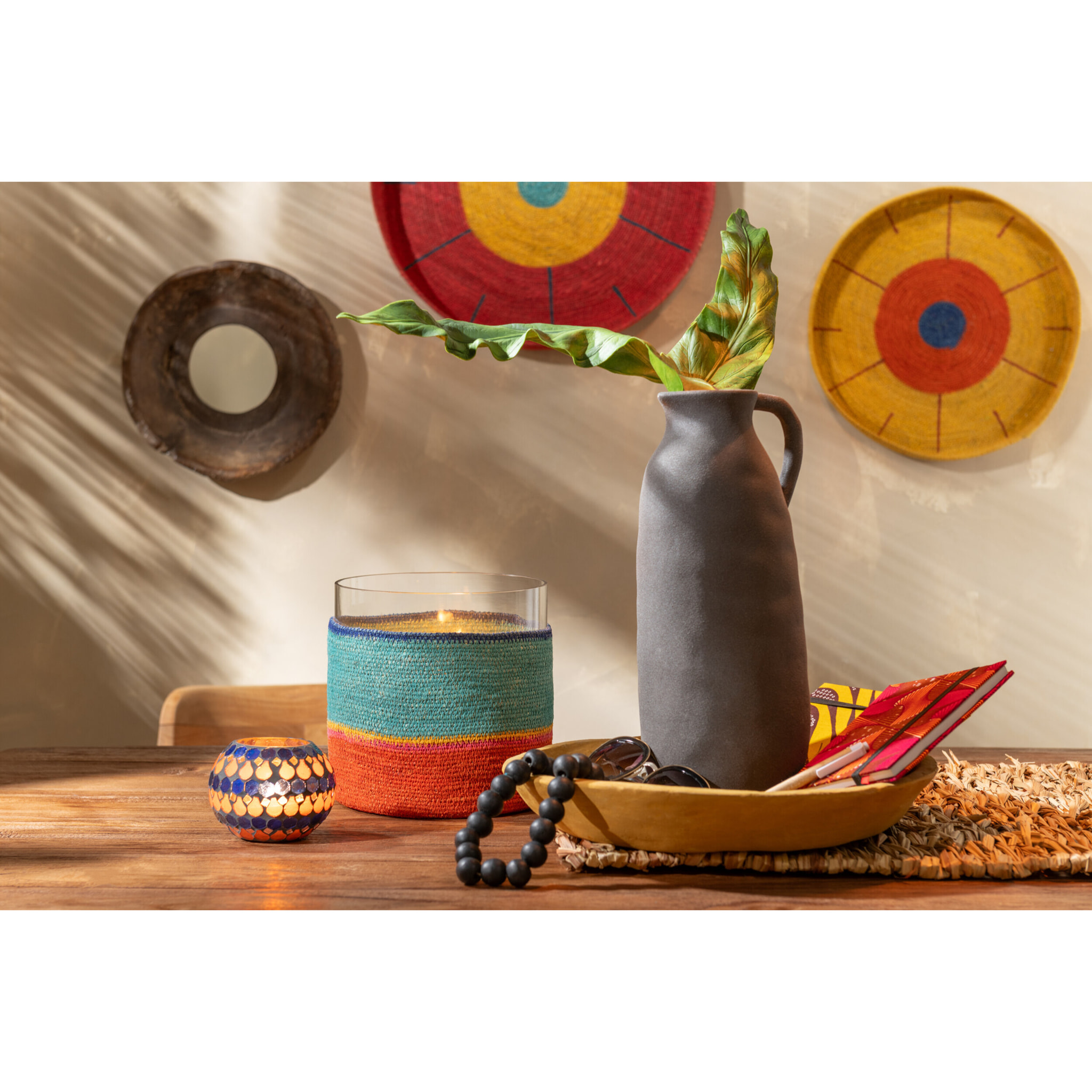 J-Line photophore Mosaic Goutte Verre Orange/Bleu - small