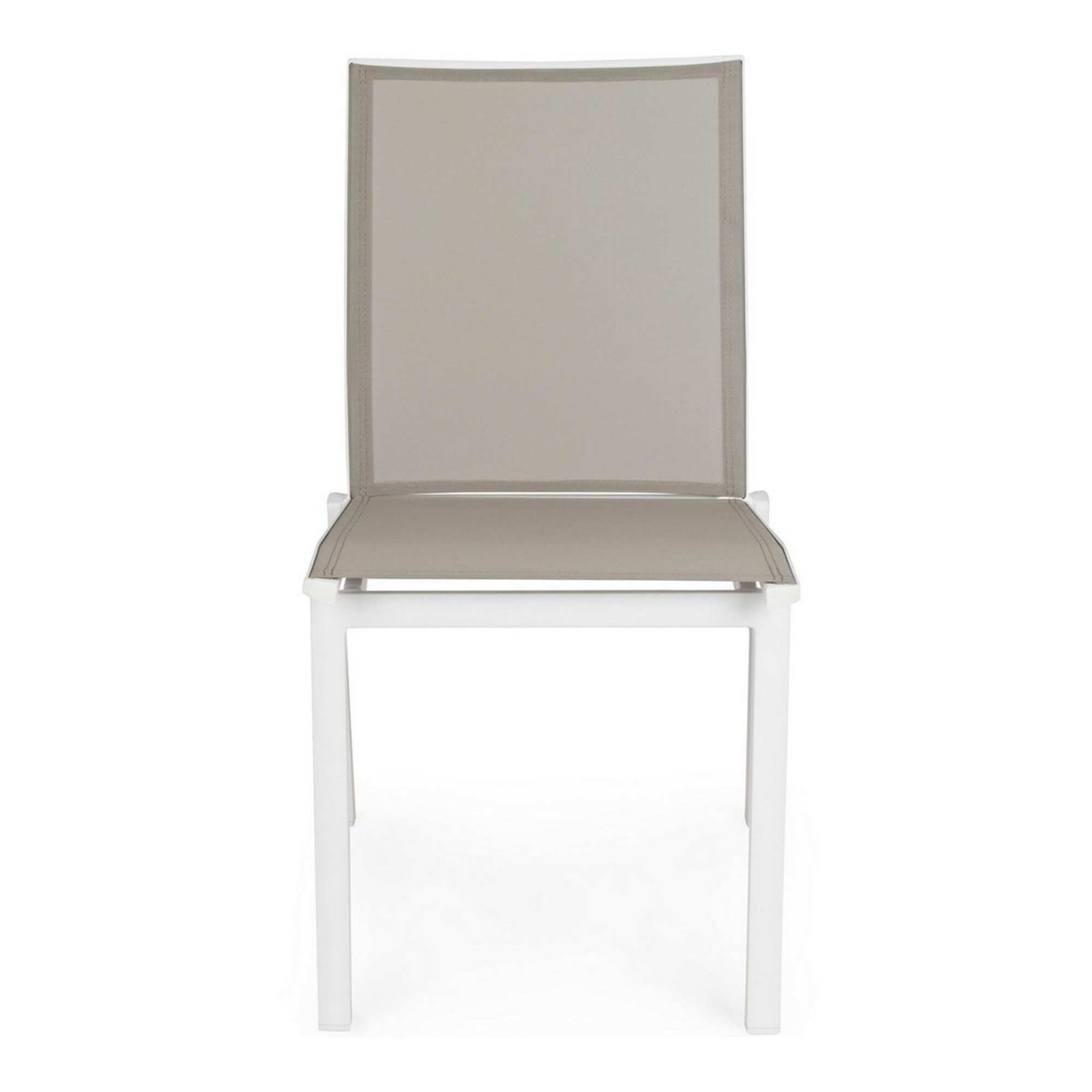 Set 4 sedie da giardino ZARAGOZA in textilene e alluminio bianco, impilabile