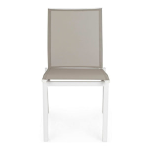Set 4 sedie da giardino ZARAGOZA in textilene e alluminio bianco, impilabile