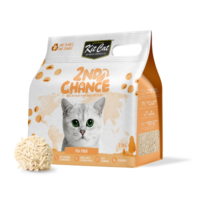 Kit Cat Arena Eco 2nd Chance - Pea Fiber (Original) 2,5 Kg Cascara de Guisante y Yuca
