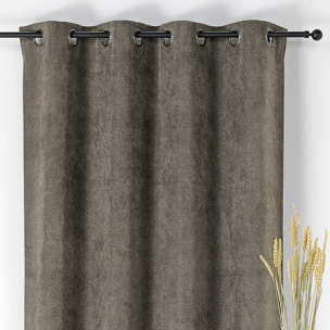 Rideau velours plat à oeillets - Gris anthracite