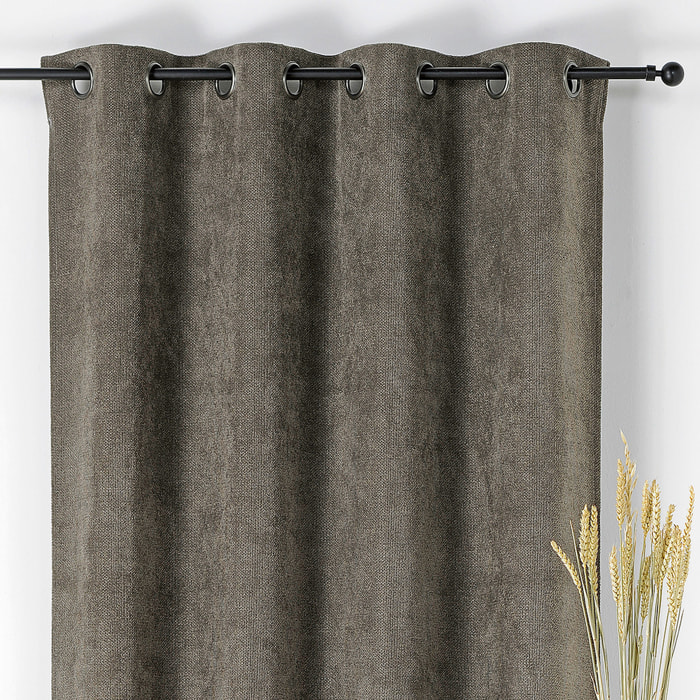 Rideau velours plat à oeillets - Gris anthracite
