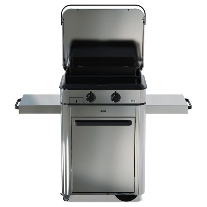 Plancha gaz ENO Enosign 65 inox 2 brûleurs sur chariot, 56x40 cm