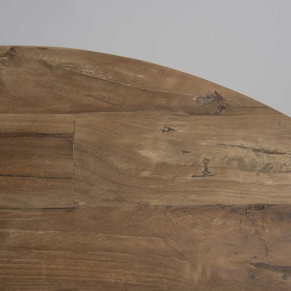 SIXTINE - Table basse coque ronde 100x100cm double plateau teck recyclé métal noir