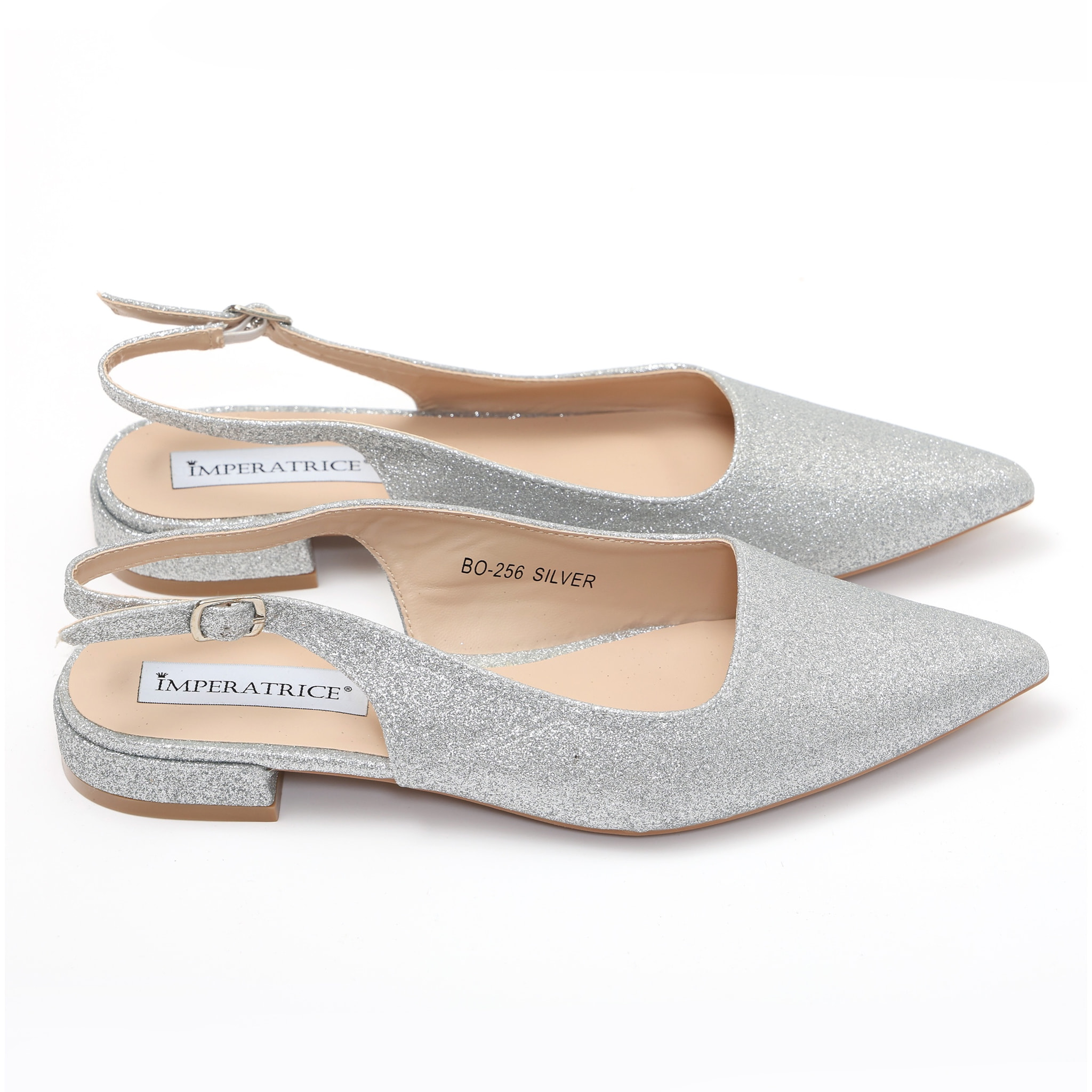 Ballerine slingback in simil pelle brillantinate