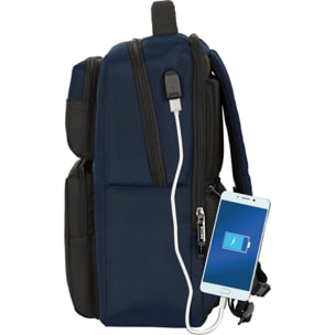 Mochila 2 bolsillos portatil 15,6+usb safta business "dark blue"