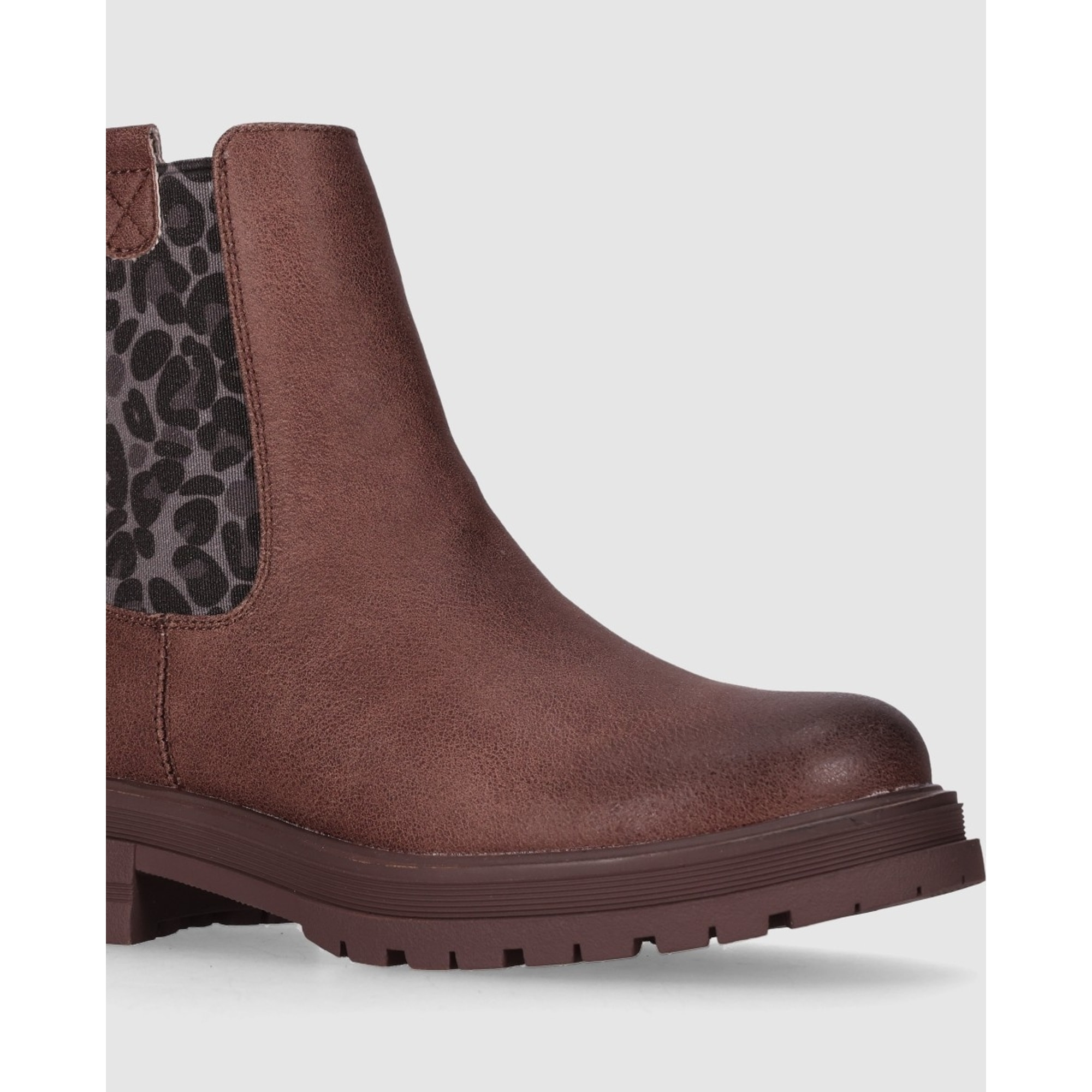 Botines de Piel Sintética - Taupe - Tacón: Bajo