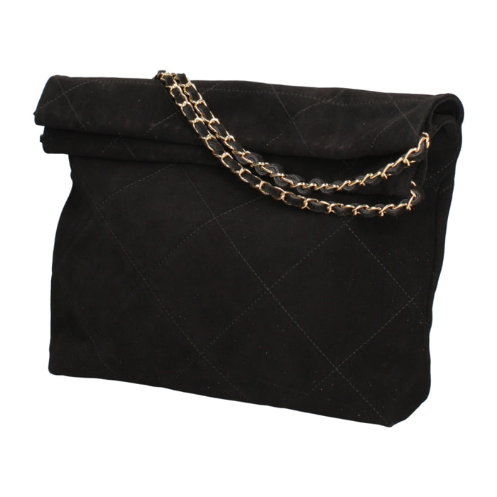 Borsa a spalla da donna Made in Italy - Modello Celeste Elite - Pelle scamosciata - 32.0 x 34.0 x 6.0 cm