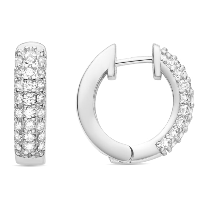 Pendientes de 18mm de diámetro con Circonita Brillante acabados en rodio