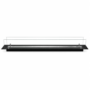 Bruciatore Per Camino A Bioetanolo 119x21x19,4 cm Da Incasso 2lt con Vetri in Cristallo e Acciaio Inox