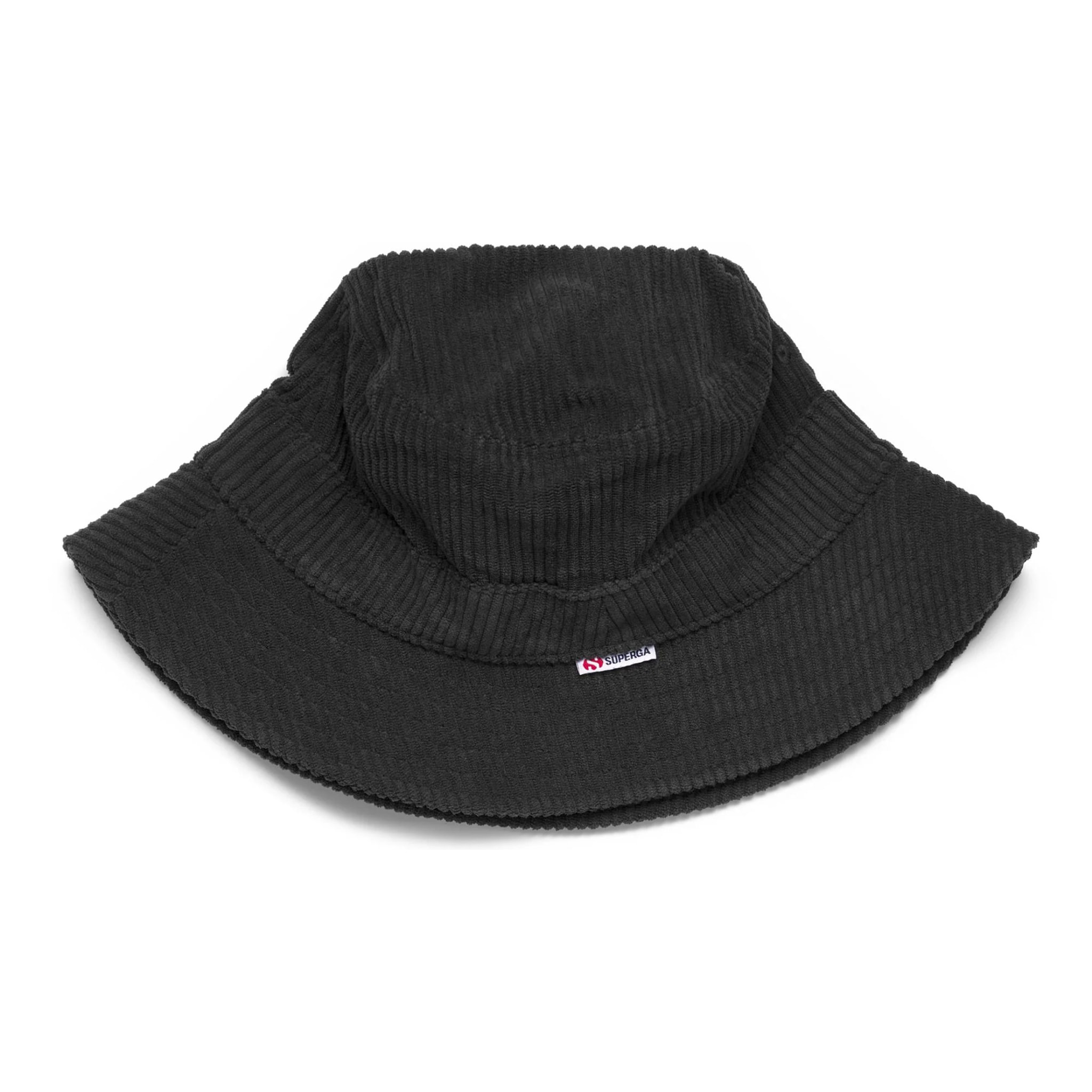 Cappelli Superga Uomo Donna Nero Bucket Hat Corduroy