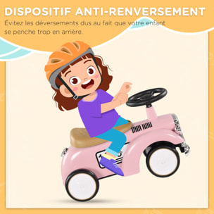 Porteur enfant voiture de collection rétro coffre butée arrière anti-basculement klaxon rose