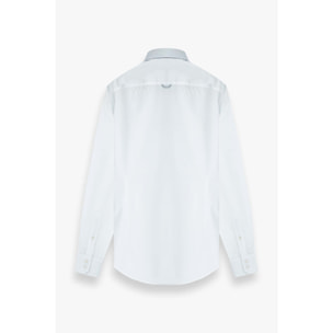 Camicia Uomo 2 Bottoni Button Down Slim Satin Unito Bianco