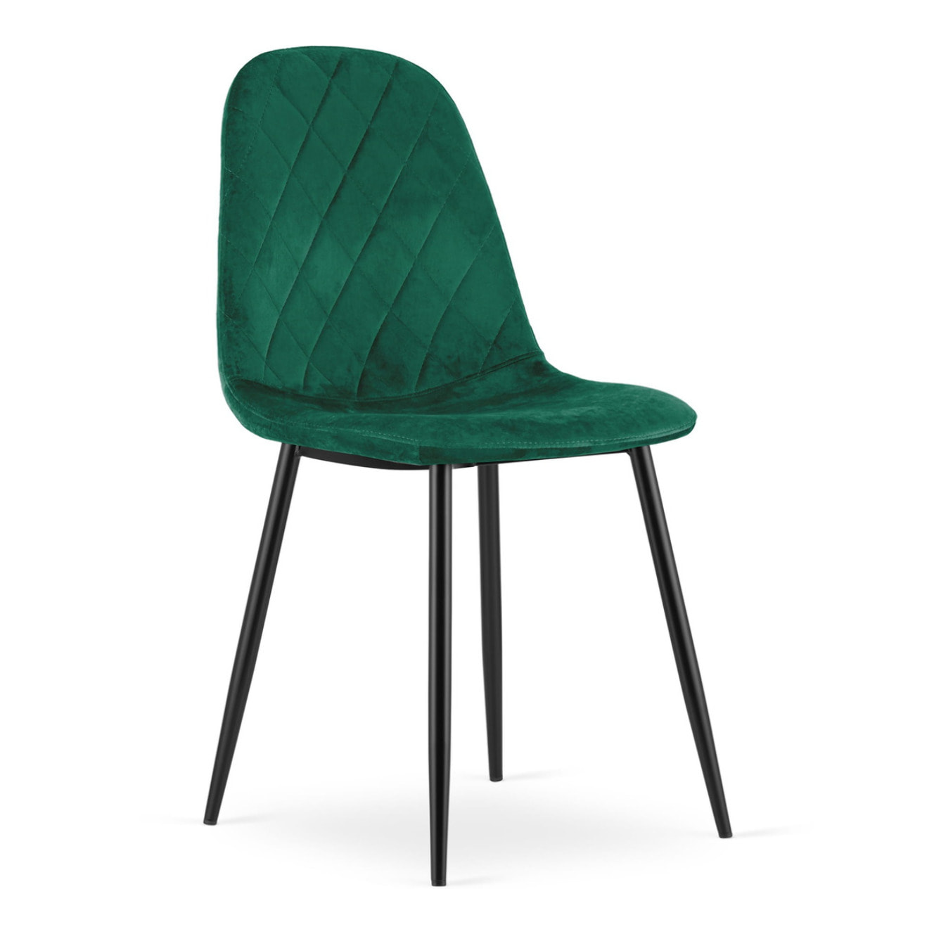 Sedia Asti in velluto verde scuro e gambe in metallo