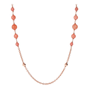 Collana Lunga con Bead Lucide e Sfere Graduate in Giada Salmone