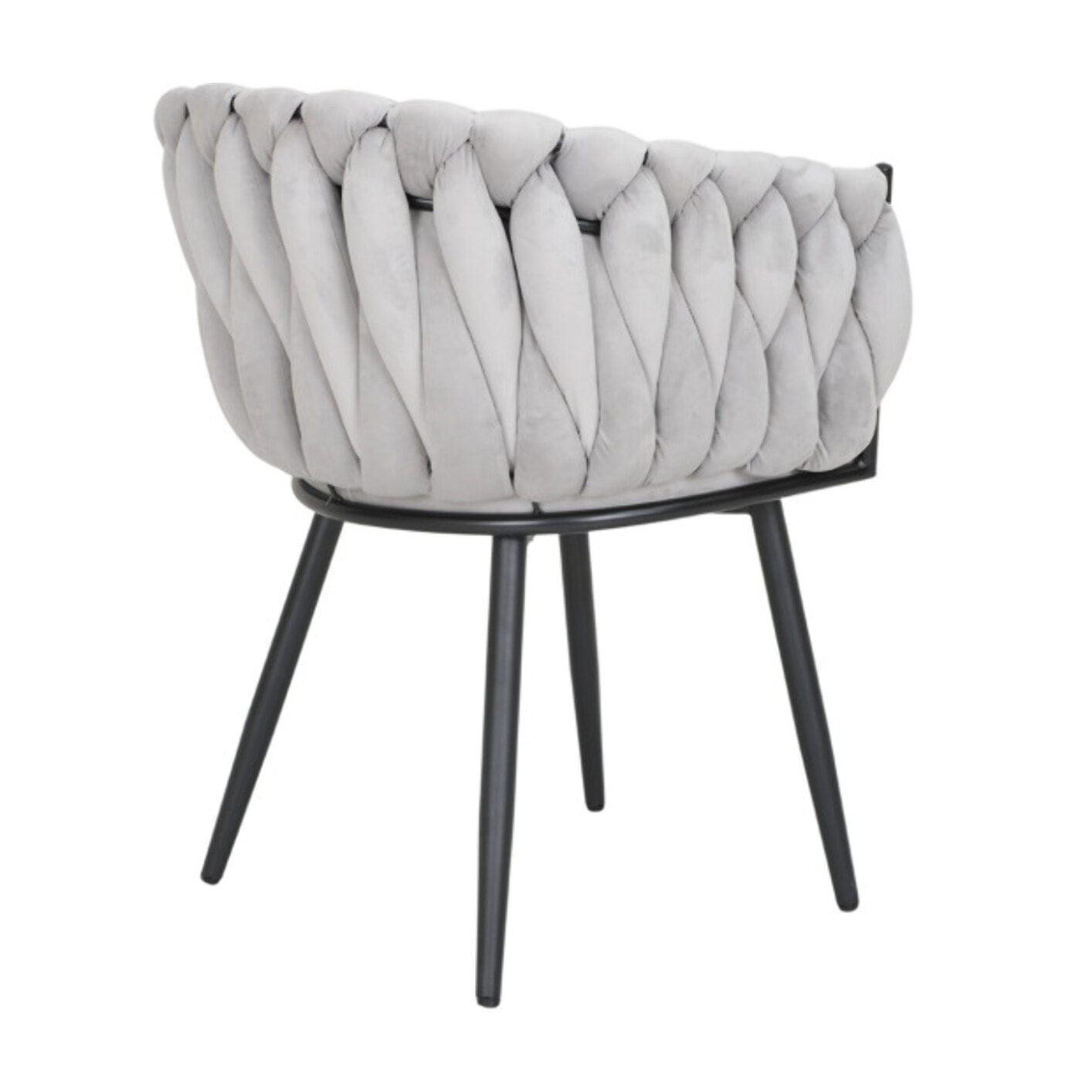 Chaise en velours tressé avec accoudoirs et pieds en métal - MELODIE 2