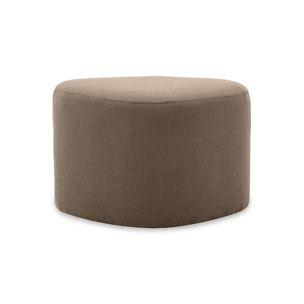 tabouret. pouf en forme de galet en tissu taupe. TAO L 60 x P 44 x H 40cm