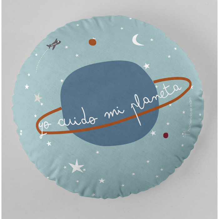 Haciendo el Indio - Cojín Redondo Estampado - Con Relleno - Algodón - Planeta