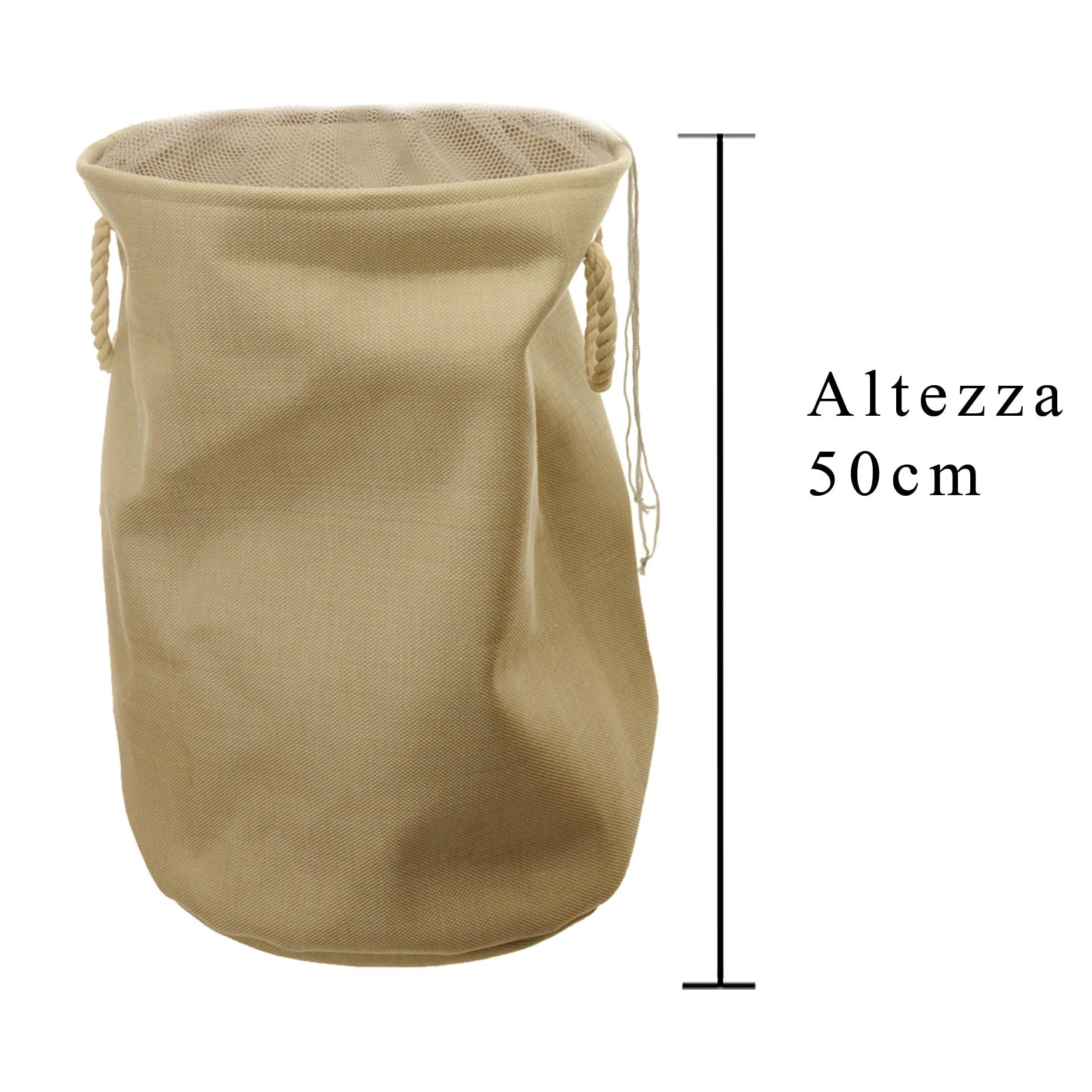 Porta Biancheria Tessuto 67 Cm - Pezzi 1 - 43X50X43cm - Colore: beige - Bianchi Dino - Contenitori Tessuto/Feltro