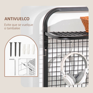 HOMCOM Estante de Cocina Plegable de 4 Niveles Estantería para Microondas con 5 Ganchos Antivuelco para Salón Oficina Comedor 60x30x150 cm Negro