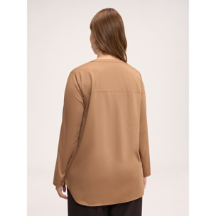Fiorella Rubino - Blusa in raso con scollo a V - Marrone