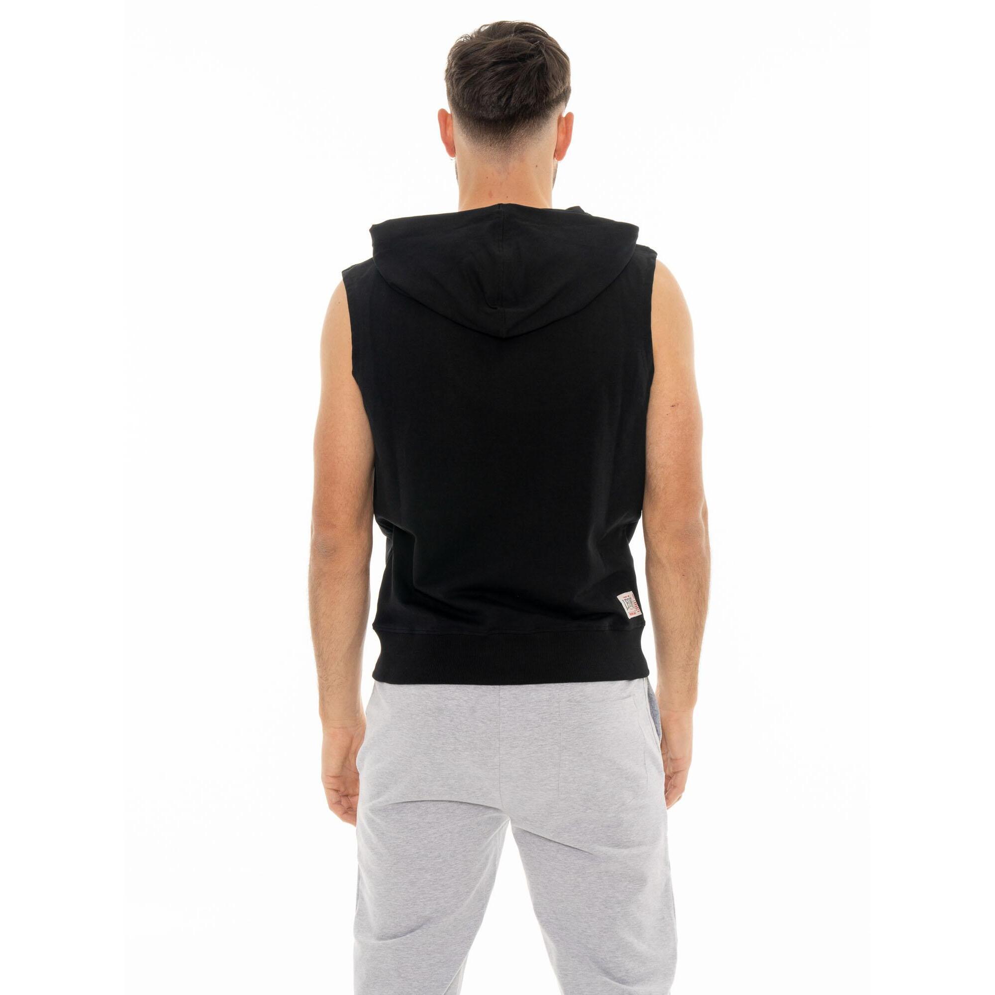 Felpa da uomo con cappuccio e zip senza maniche non felpata Leone Basic