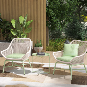 Mesa Auxiliar Redonda Mesa de Jardín Exterior con Bandeja Extraá­ble Patas Plegables Mesa para Exterior Terraza Patio Ø46x53 cm Verde