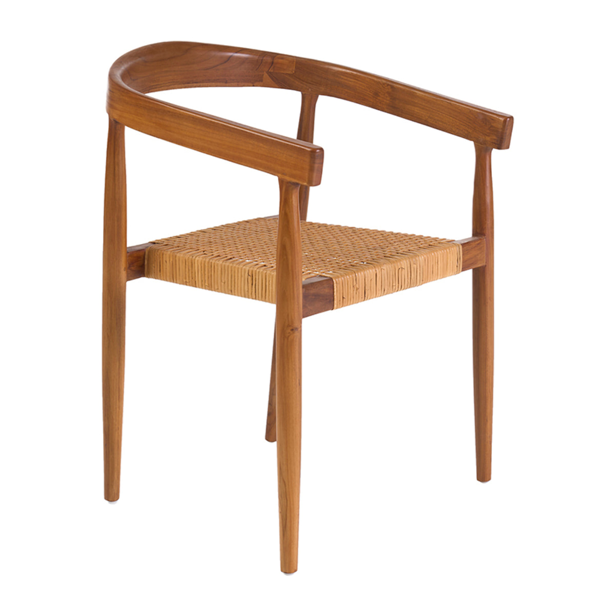 Chaise ethnique en bois teck massif et cannage rotin NEGARA