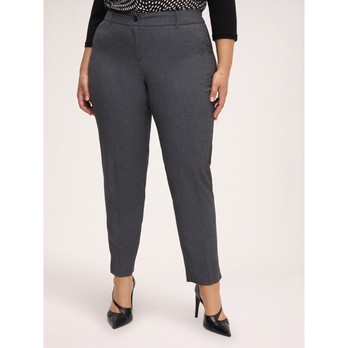Fiorella Rubino - Pantaloni Carrot Fit in tessuto melange - Grigio