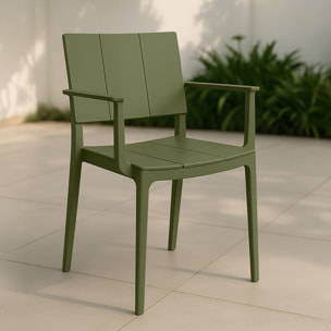 Ensemble de jardin table et fauteuils en polypropylène vert 6 places PATIO