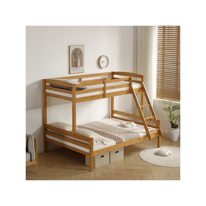 Lit superposé en bois "Léa" - 140/90 x 190 cm - Marron