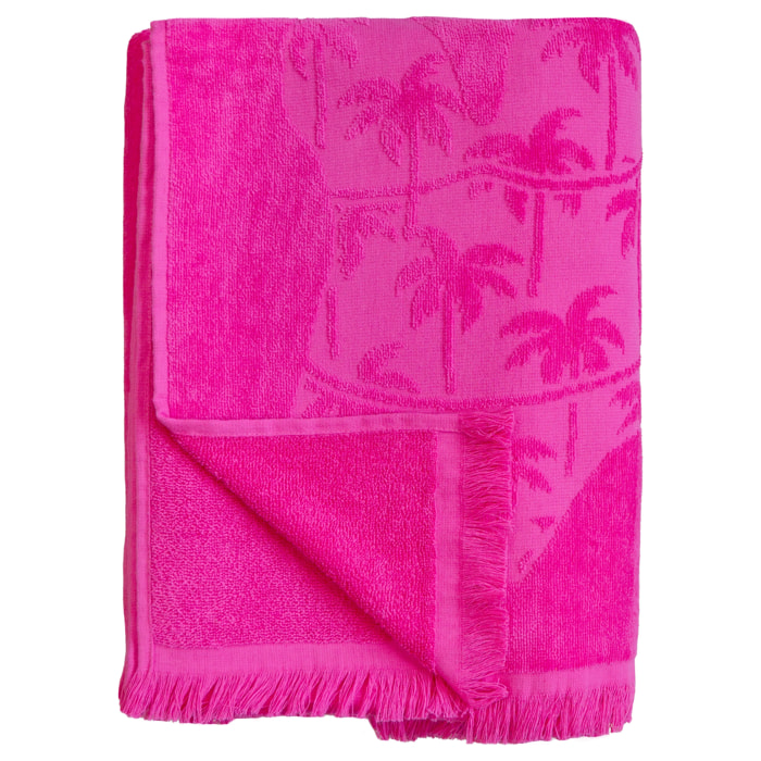 Serviette de plage éponge velours Jacquard ciselée - Maracas - 140x180cm - 340g/m²