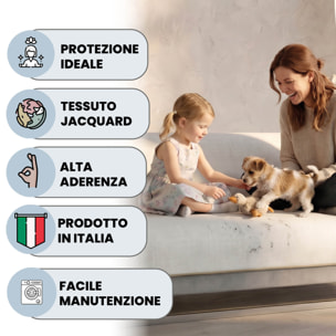 COPRIDIVANO COMFORT, Antiscivolo, Cotone+Microfibra+Fibre Varie, Made in Italy - BEIGE