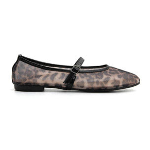 Ballerina leopard mesh con cinturino - NERO
