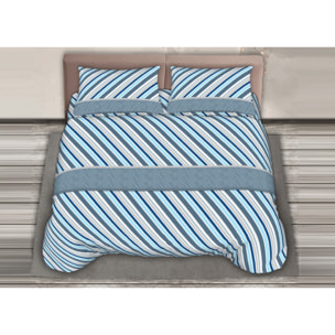 Completo Lenzuola 100% Cotone Effetto Seta Cross Azzurro CN