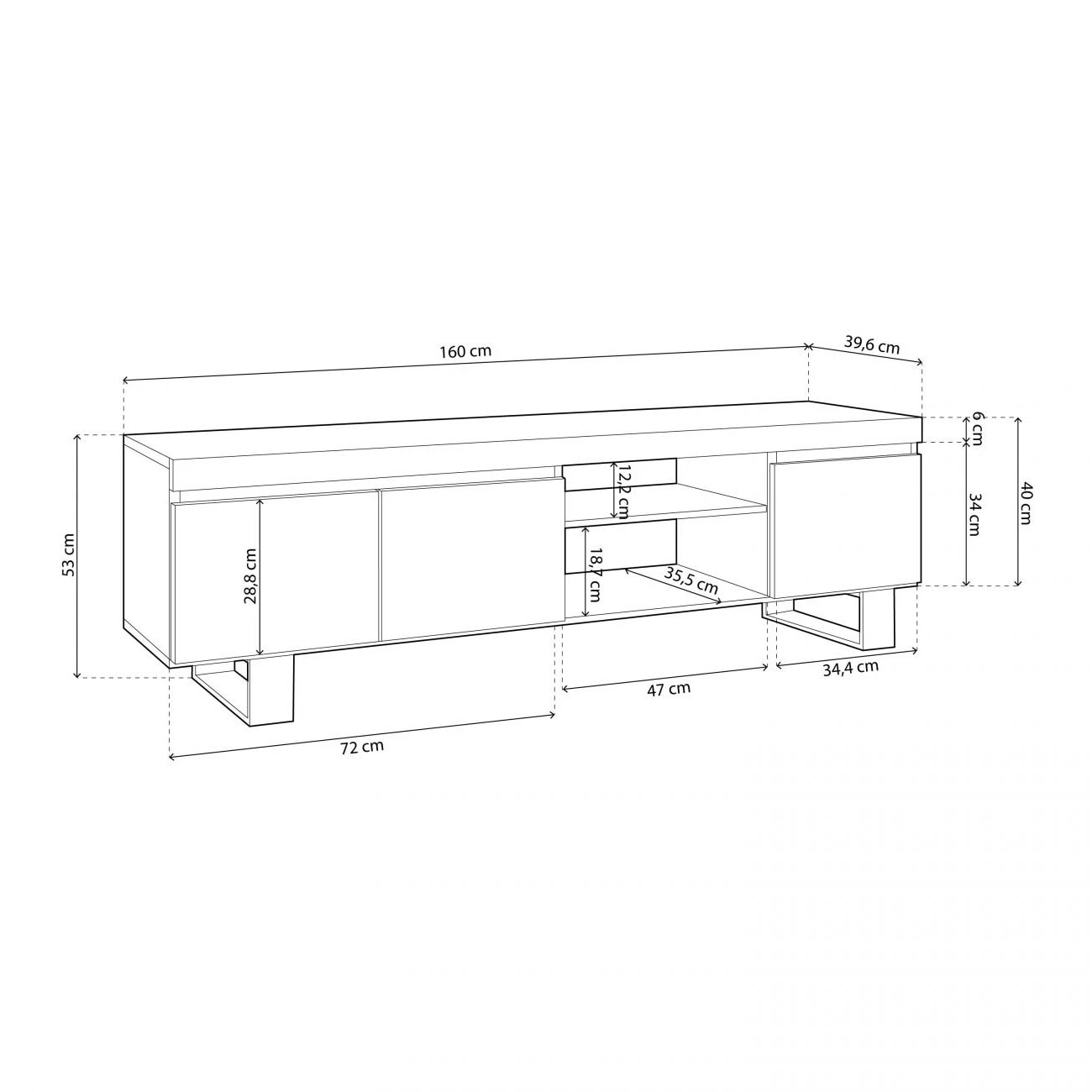 Mueble TV Ebos UP 160 Roble Nude - Ceniza