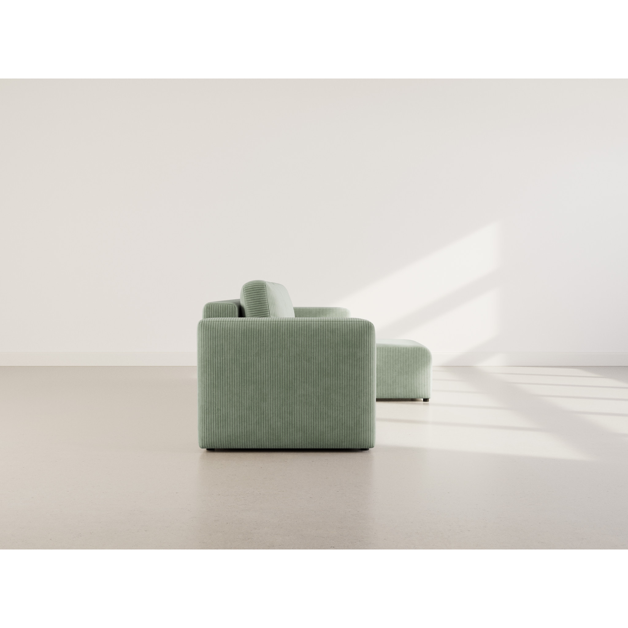 Canopy - canapé d'angle réversible 4 places convertible avec coffre en velours côtelé - Vert sauge