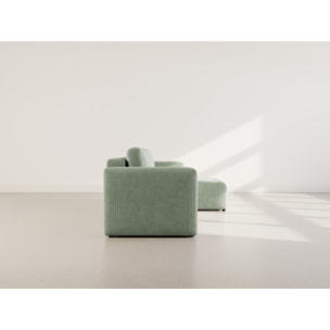 Canopy - canapé d'angle réversible 4 places convertible avec coffre en velours côtelé - Vert sauge