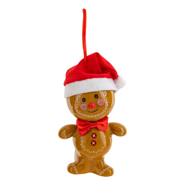 Sujet pain d'épice nez rouge papier H.13cm marron