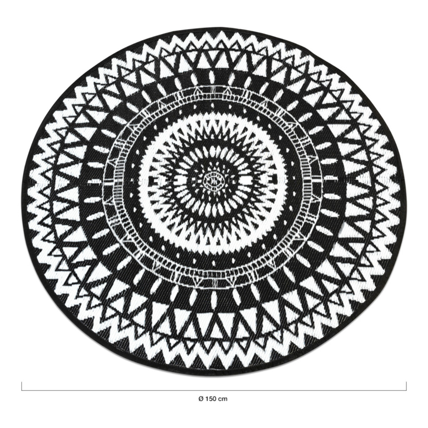 Tapis extérieur Maori Ø150cm noir