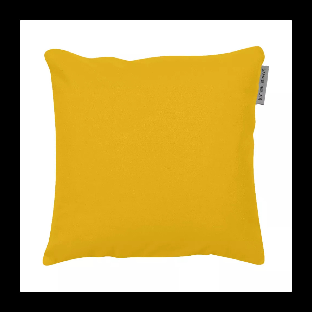 Housse de coussin pur coton uni jaune Confettis curry