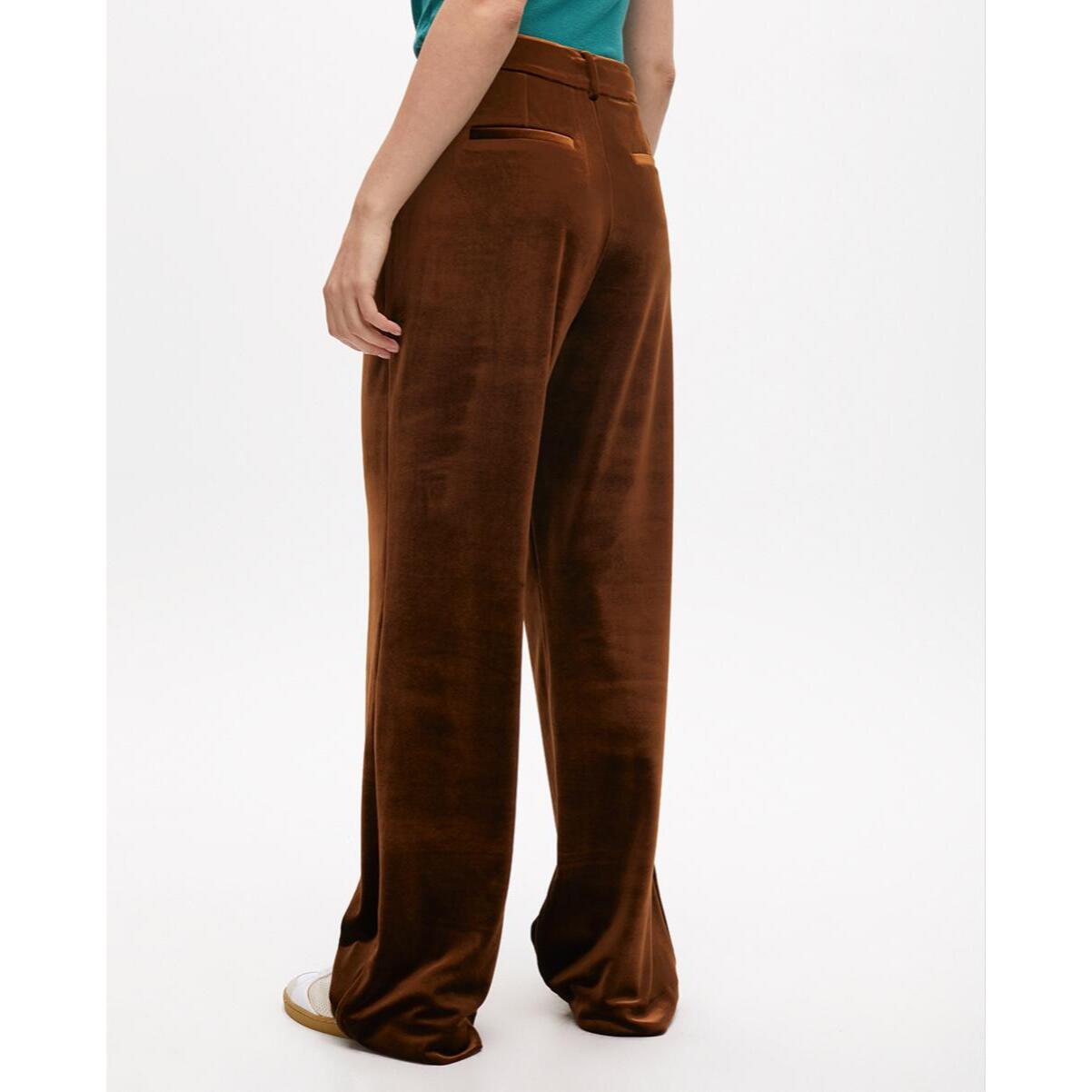 Pantaloni Ampi in Velluto con Righe Laterali