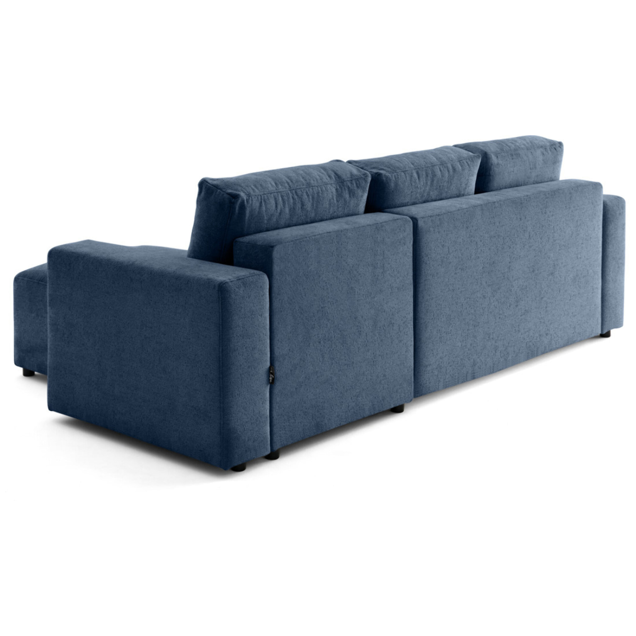 Livy - canapé d'angle réversible 4 places convertible avec coffre en velours texturé - Bleu